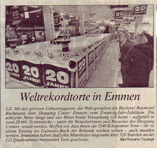 Weltrekord-Torte flach 1995