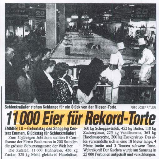 Weltrekord-Torte flach Blick 1995