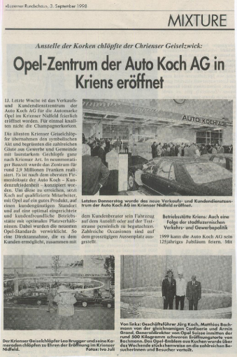 Weltrekord Opel-Torte Luzerner Rundschau 1998