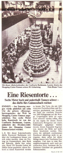 Weltrekord-Torte hoch Region 1985