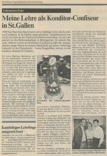 Matthias Bachmann Lehre in St. Gallen