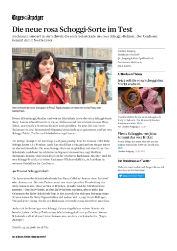 Ruby Schokolade Tagesanzeiger